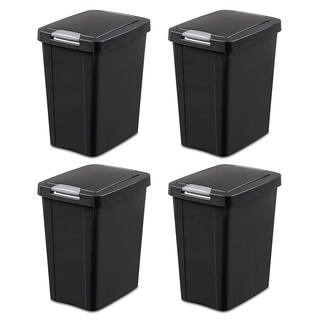 Sterilite 7.5 Gallon TouchTop Wastebasket with Titanium Latch Black (4 Pack) 4 x 10439004