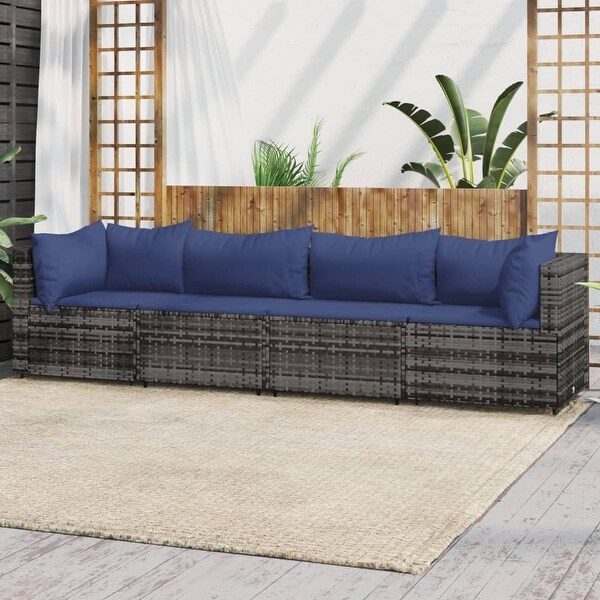 vidaXL Patio Lounge Set with Cushions Brown/Black/Gray Poly Rattan