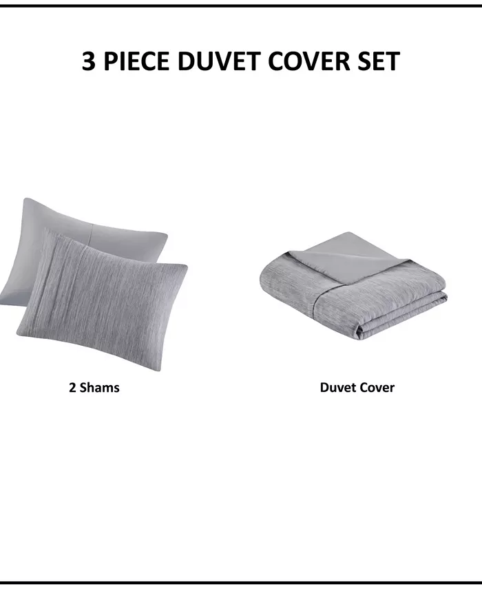 Beautyrest Maddox 3 Piece Striated Cationic Dyed Oversized Duvet Cover Set with Pleats， Full Queen