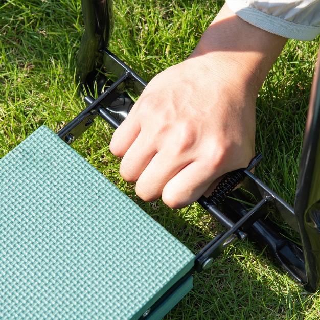 Outsunny Padded Garden Kneeler And Seat Bench Padded Foldable Garden Stool Green