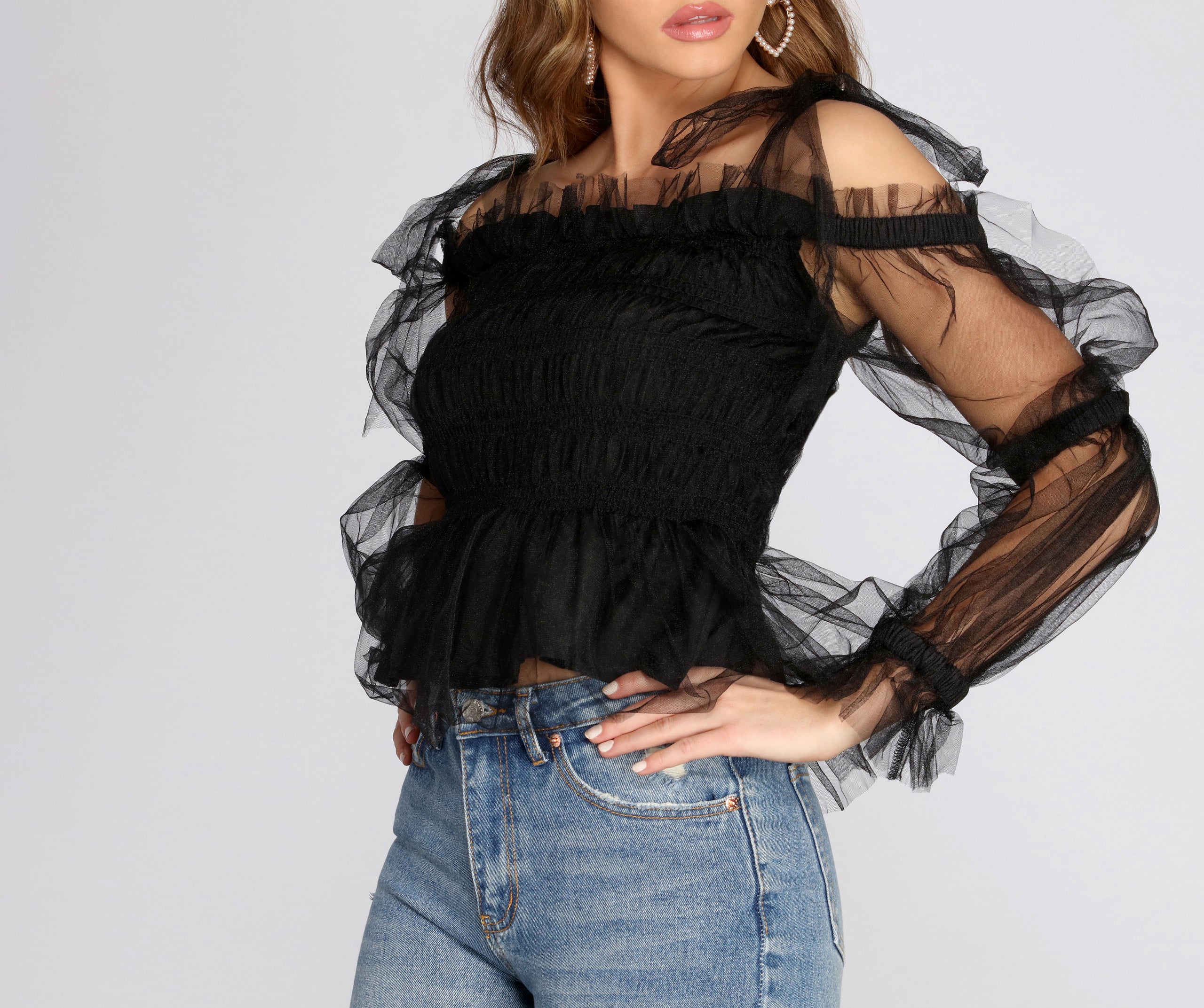 So Extra Mesh Smocked Top