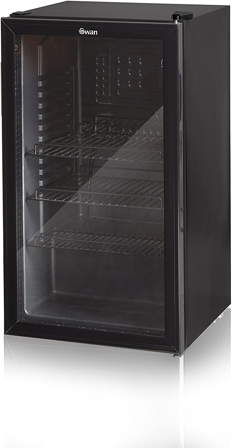 Swan 80L Glass Fronted Under Counter Fridge, Wine Beer and Beverage Cooler