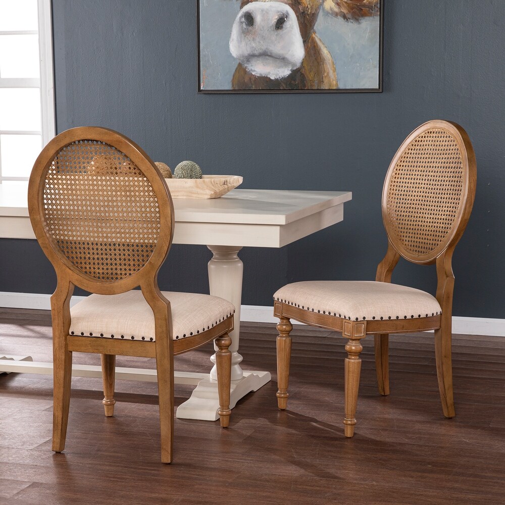 SEI Furniture Elements Oak Cane Back Dining Chairs (Set of 2)