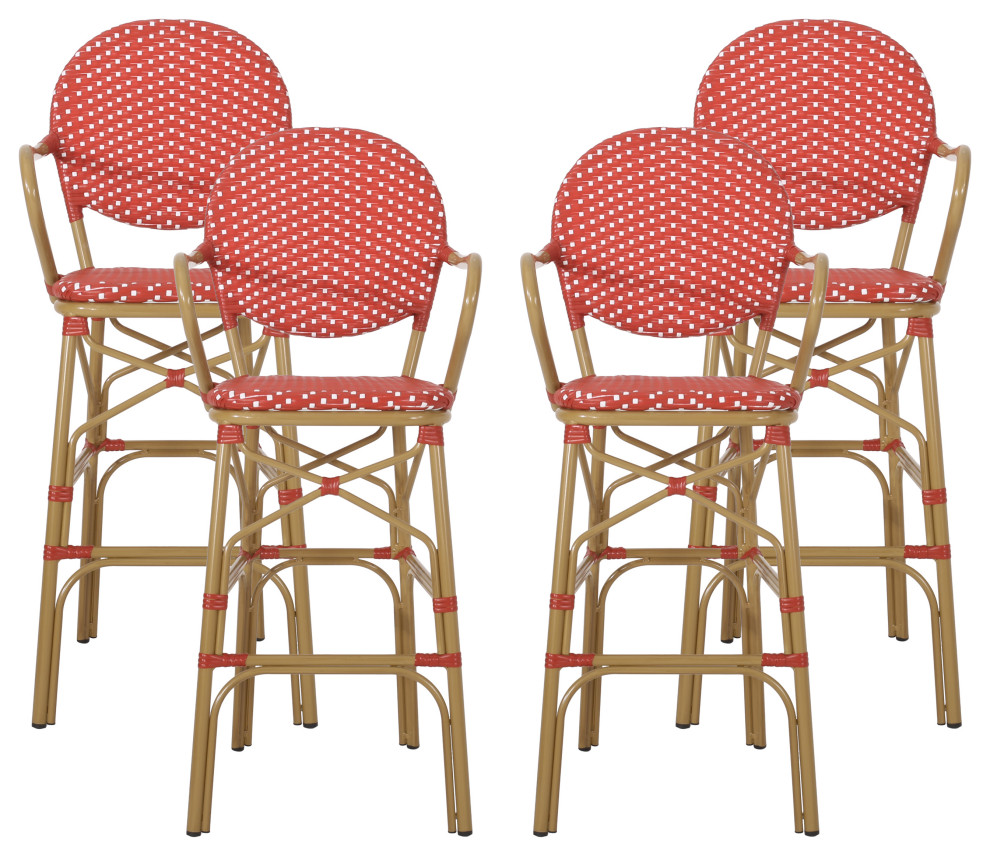 Danberry Outdoor 29.5 quotFrench Barstools  Set of 4   Tropical   Outdoor Bar Stools And Counter Stools   by GDFStudio  Houzz