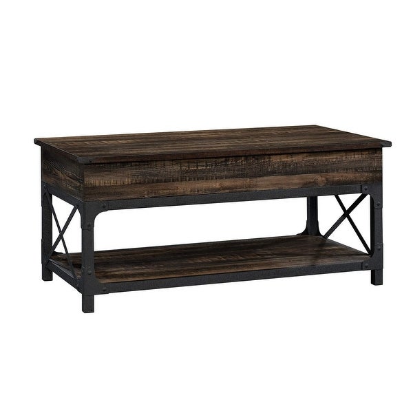 Steel River Lift-Top Coffee Table， Carbon Oak Finish - as picture