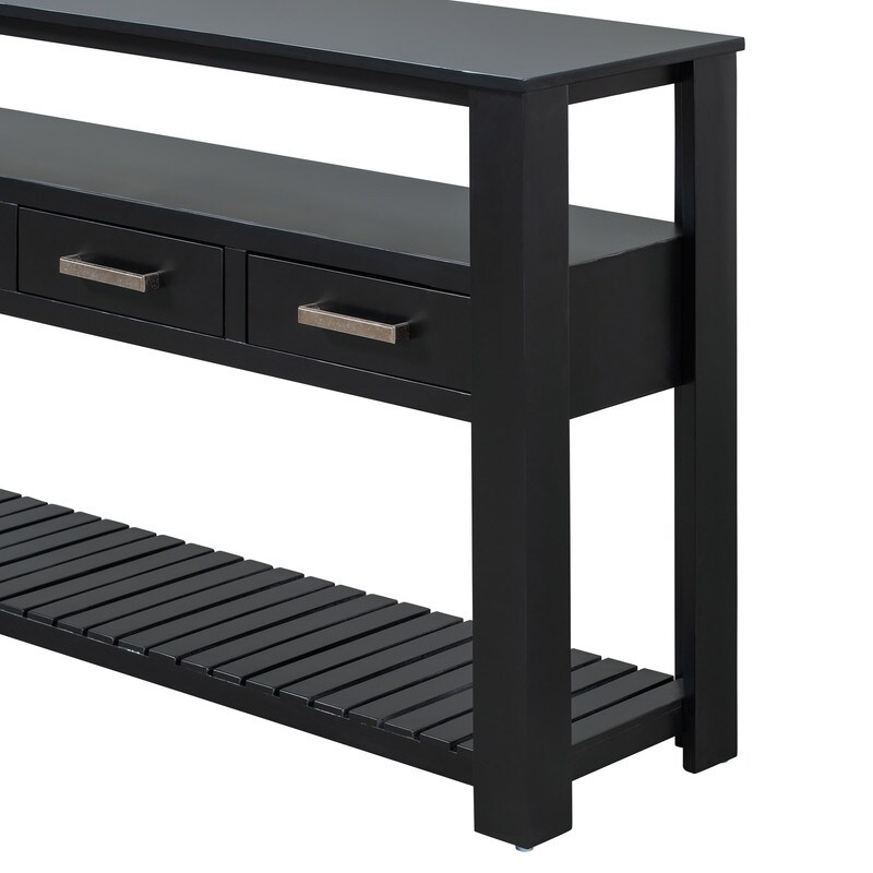 Modern Console Table Entryway Table with 4 Drawers 2 Shelves