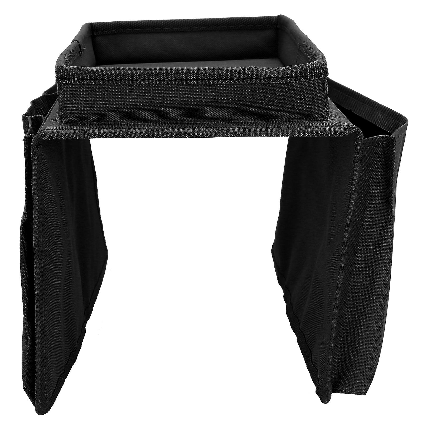 4 Pockets Sofa Armrest TV Remote Control Organizer Armchair Couch Bag with Cup Holder TrayBlack