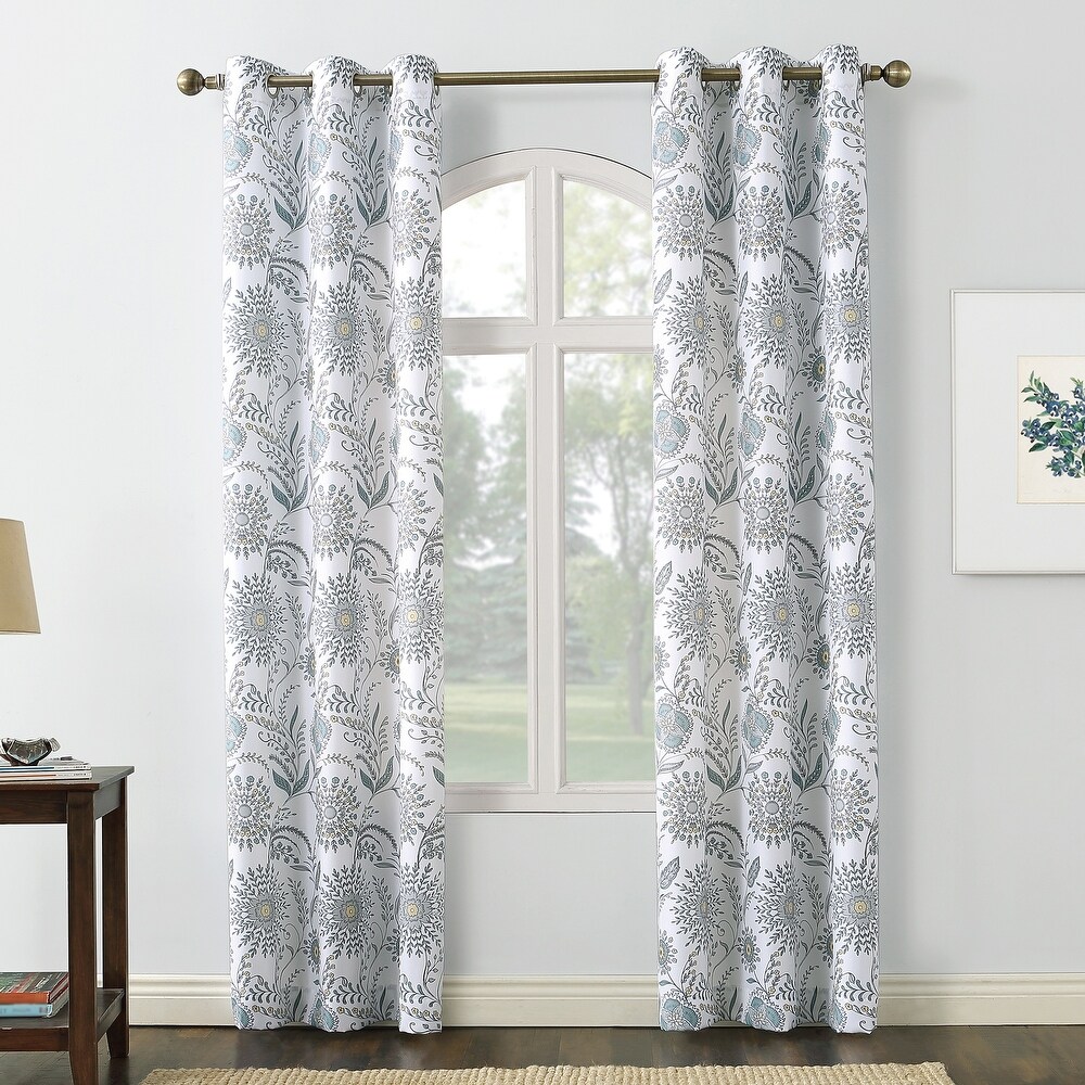 No. 918 Yuto Medallion Floral Grommet Curtain Panel  Single Panel