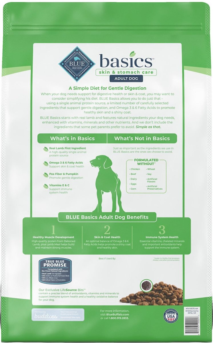 Blue Buffalo Basics Skin and Stomach Care Grain-Free Formula Lamb and Potato Recipe Adult Dry Dog Food