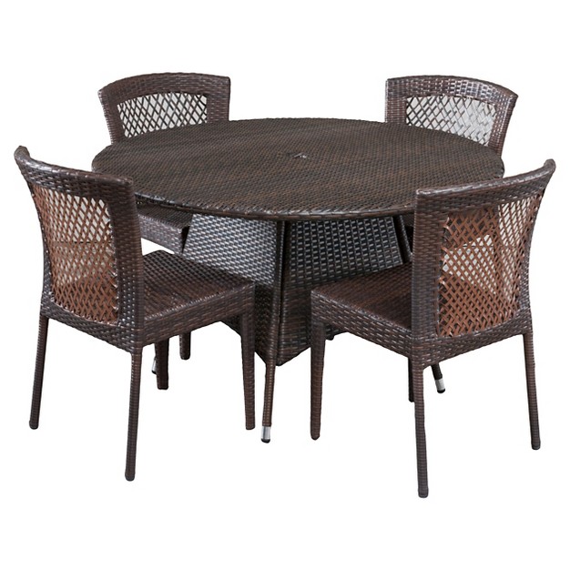 Bertha 5pc Wicker Patio Dining Set Multibrown Christopher Knight Home