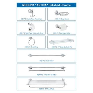 MODONA ANTICA Double Robe and Towel Hook in Polished Chrome 4054-PC