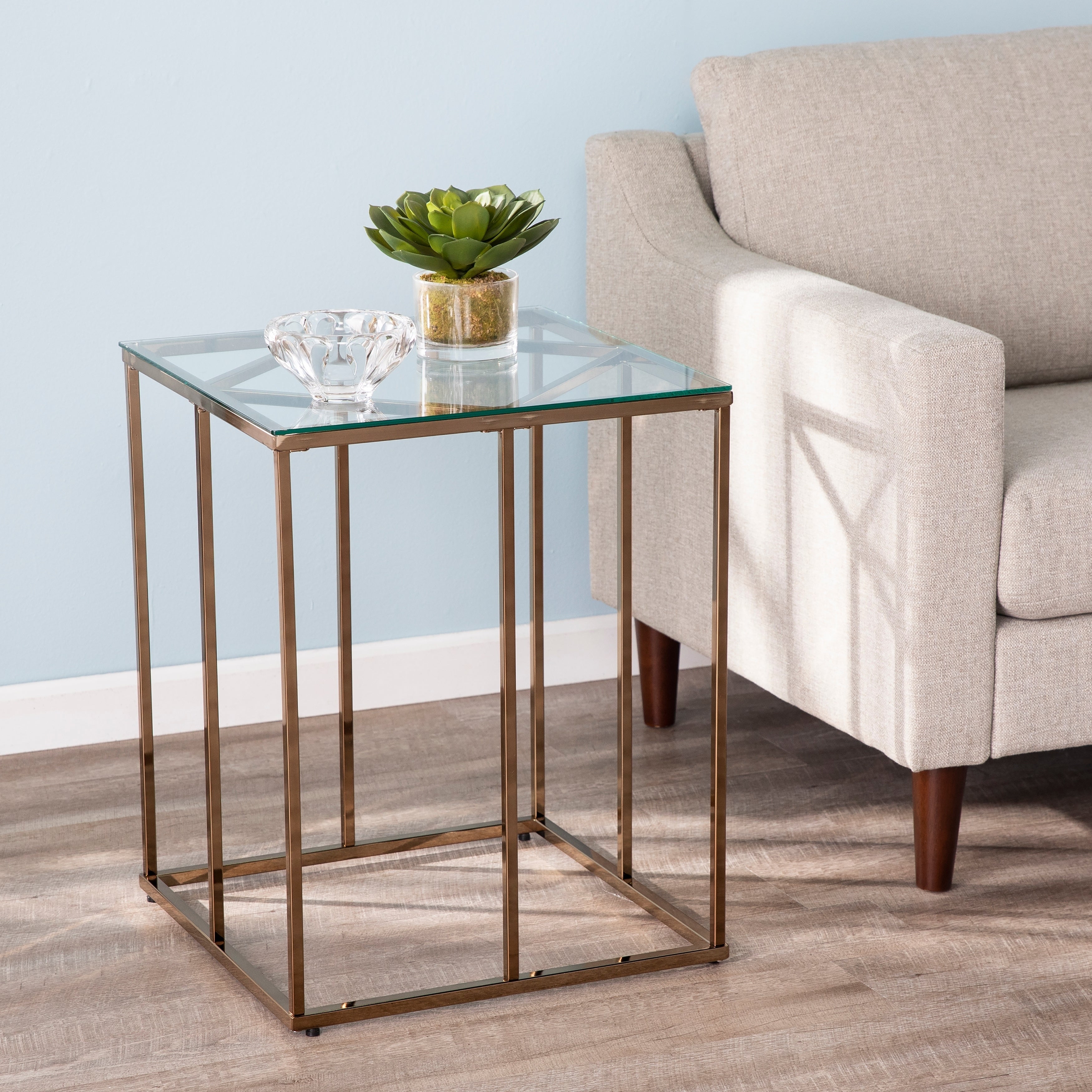 SEI Furniture Nindel Contemporary Champagne Metal Side Table