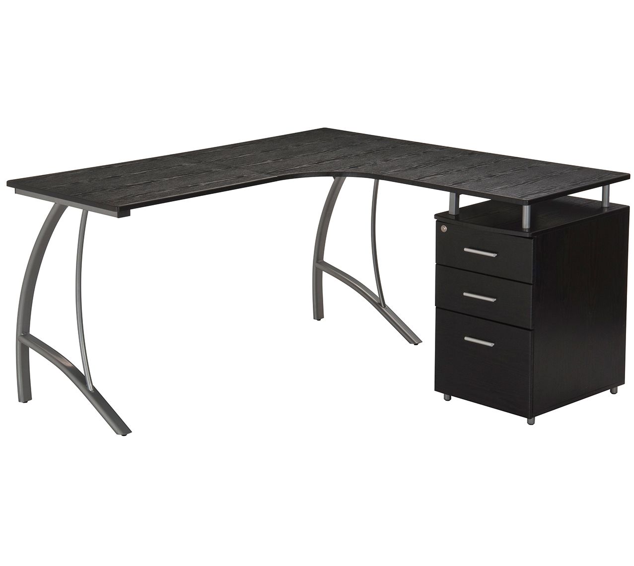 Techni Mobili L-Shaped Computer Desk w  File Cabinet