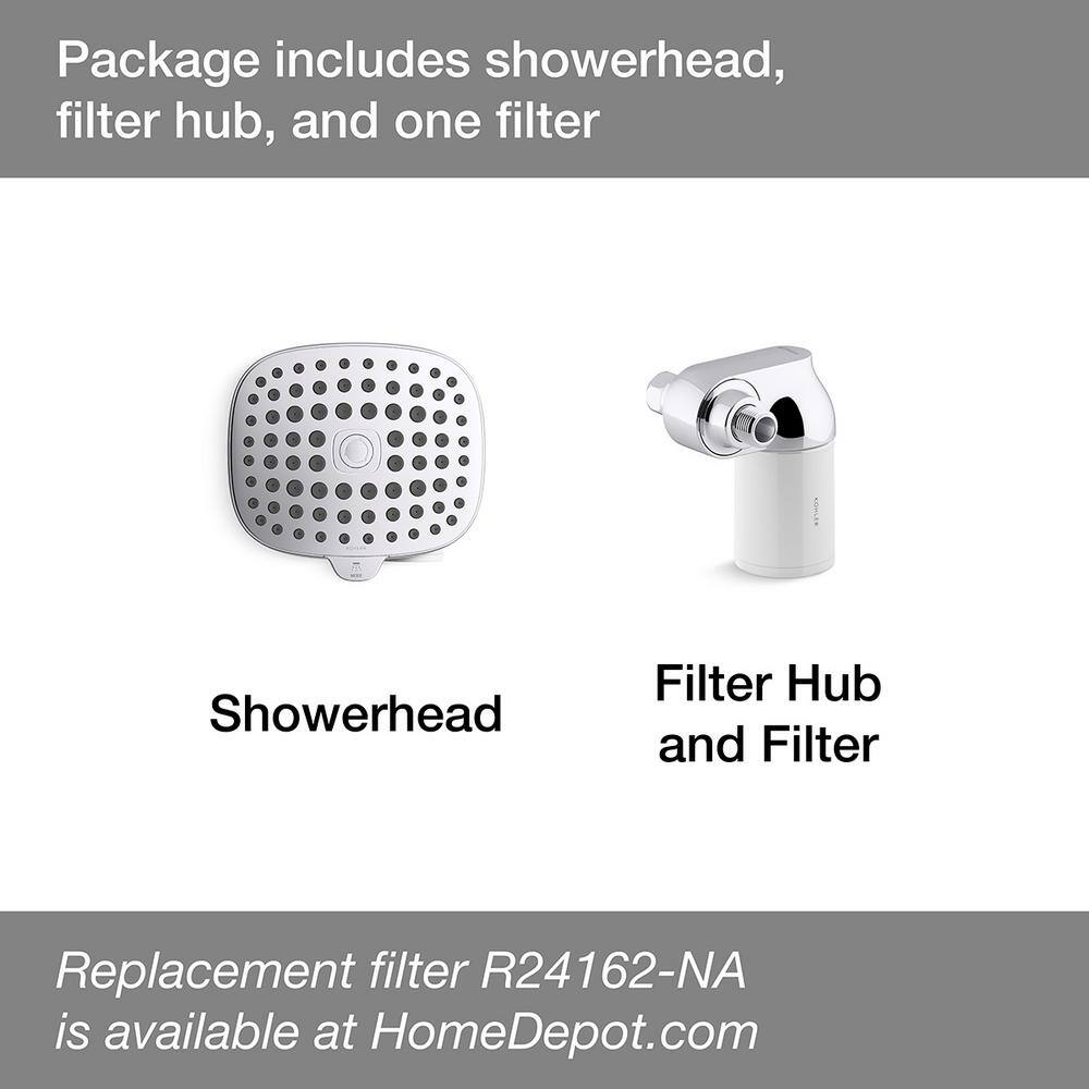 KOHLER Aquifer 3-Spray Pattern 1.75 GPM 8.8625 in. Wall-Mount Fixed Shower Head with Filtration System in Polished Chrome K-R24670-G-CP