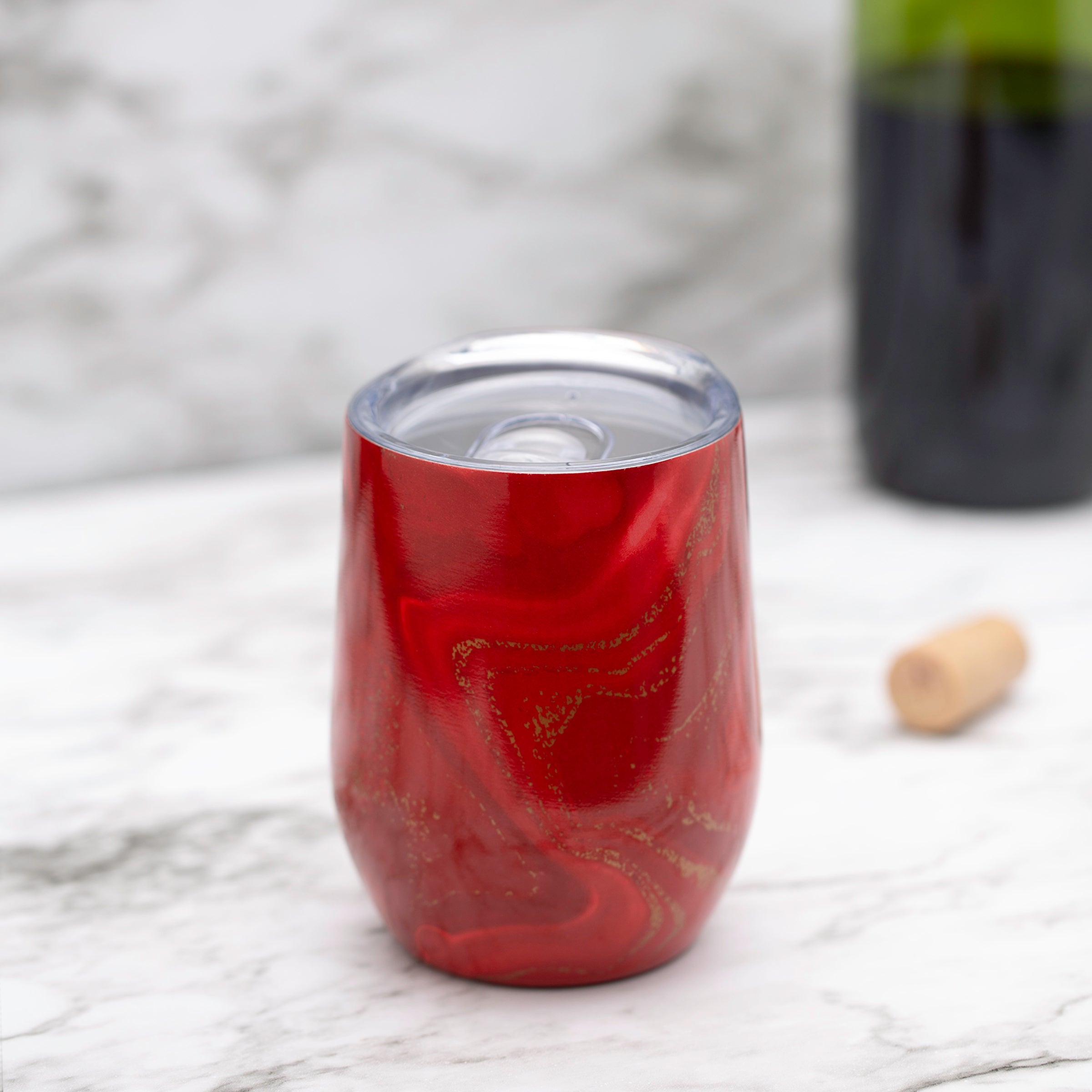 12 Oz Red Geo Wine Tumblers, Set Of 2