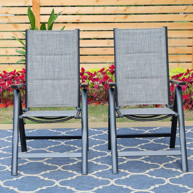 2pk Outdoor Padded Textilene Dining Chairs With Aluminum Frame Captiva Designs