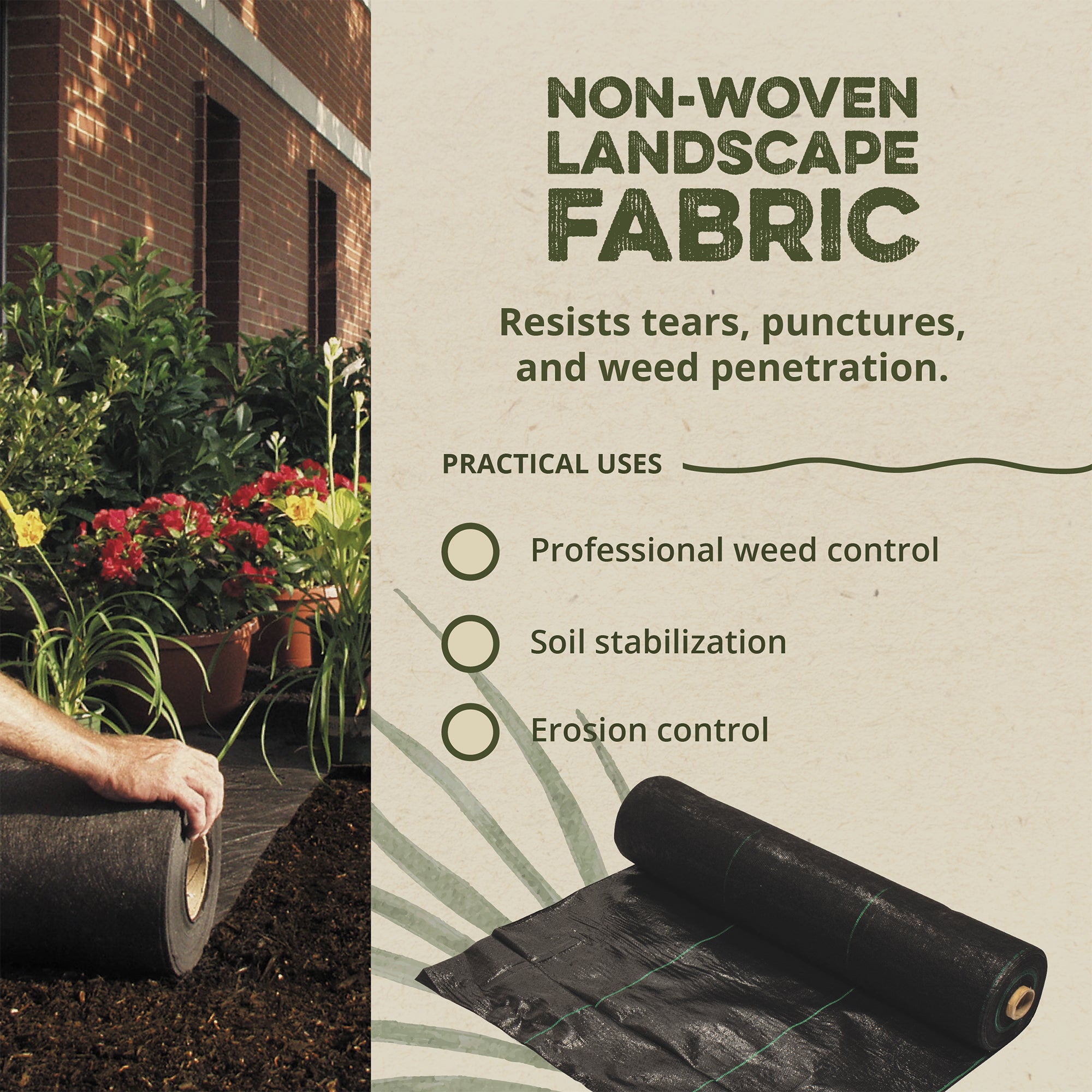 DeWitt 20 Year 4.1oz 3' x 250' Home & Commercial Heavy-Duty Woven Landscape Weed Barrier Fabric