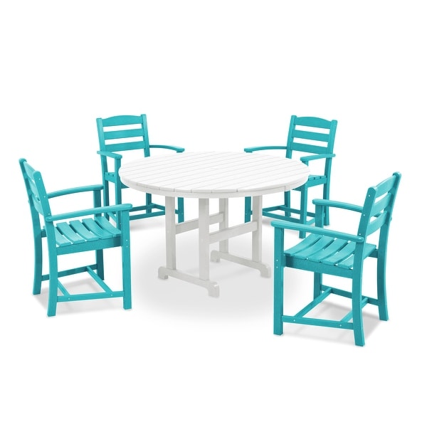 POLYWOOD La Casa Café 5Piece Round Farmhouse Dining Set