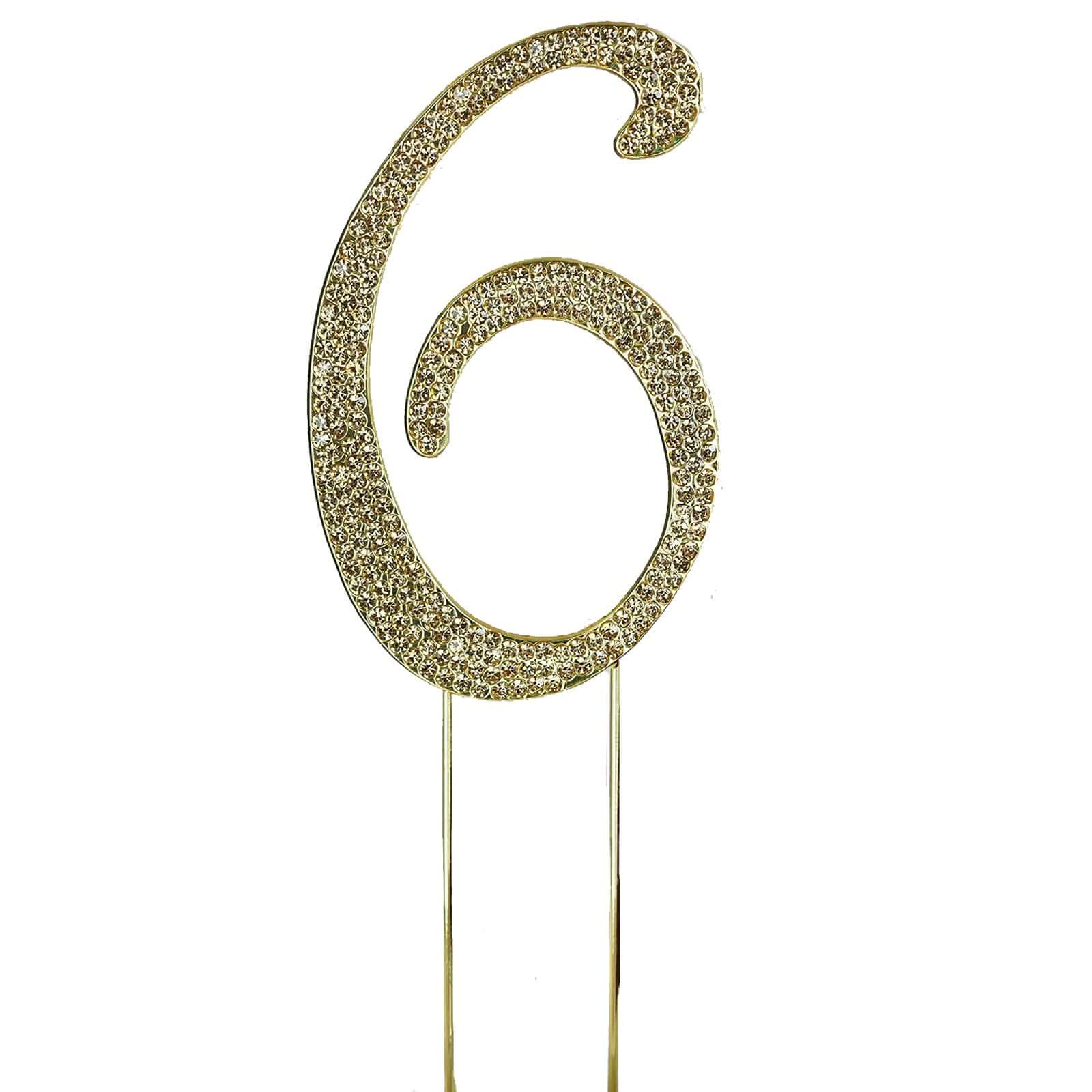 Gold Rhinestone Monogram Letter and Number Cake Toppers 4.5