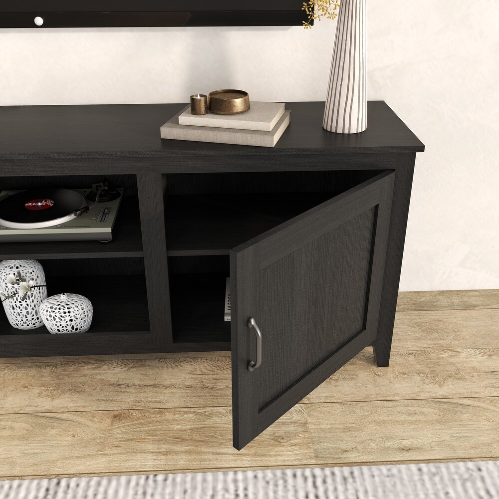 70.08 Inch Black TV Stand with 2 Drawers and 4 High Capacity Storage Compartment.