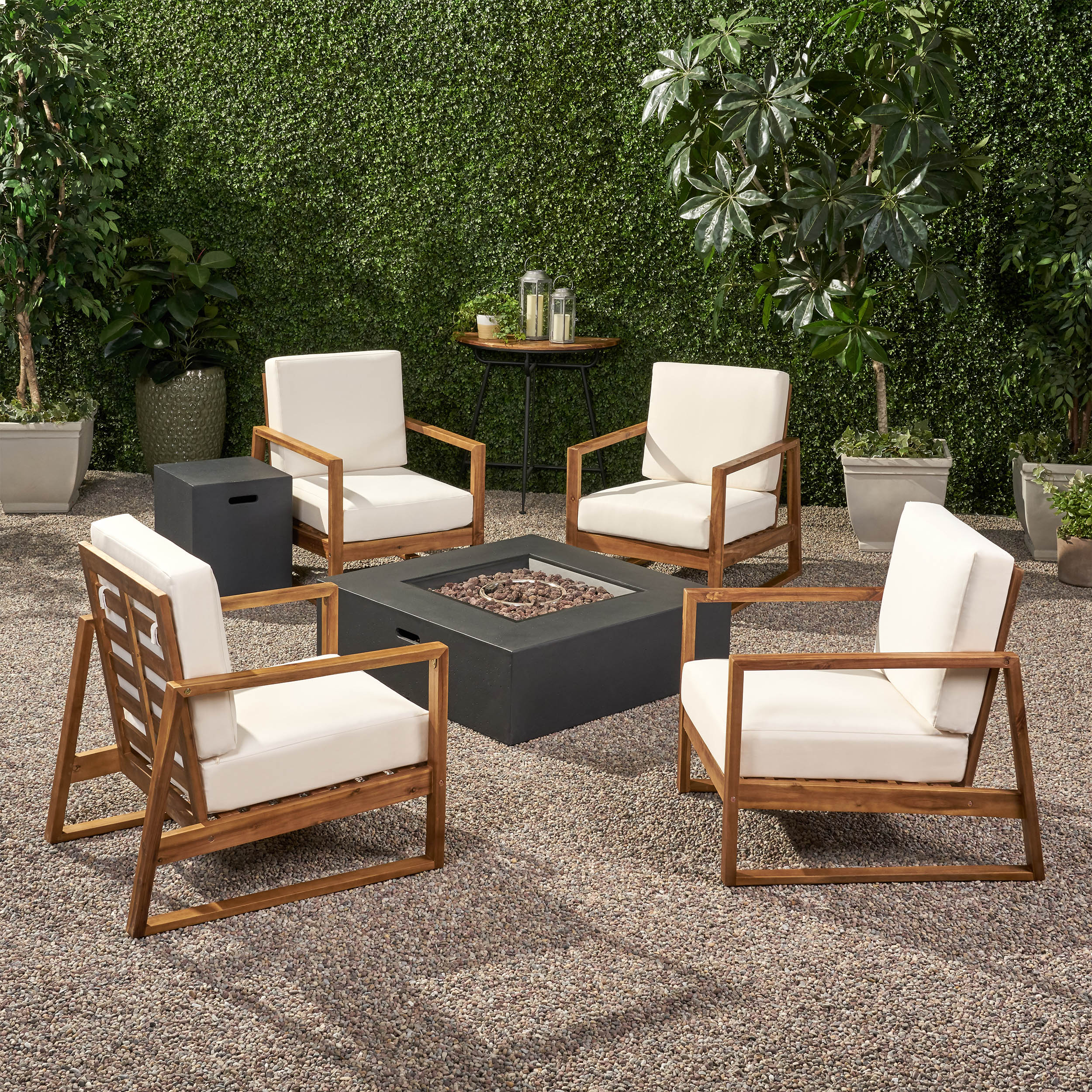 Marlee Outdoor 4 Seater Chat Set with Fire Pit