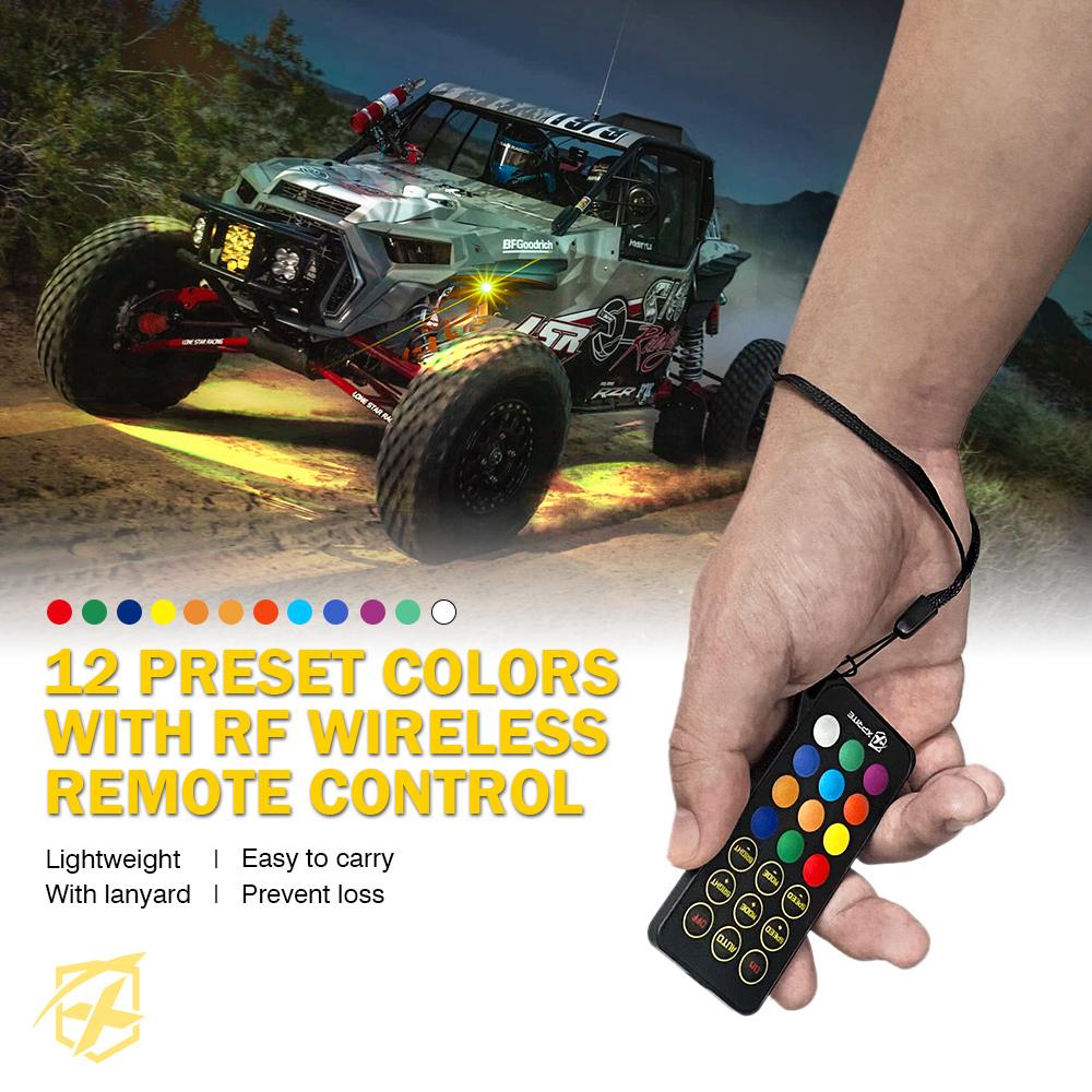 Xprite Trophy Series RGB + Pure White LED Rock Lights with Bluetooth and Remote Control