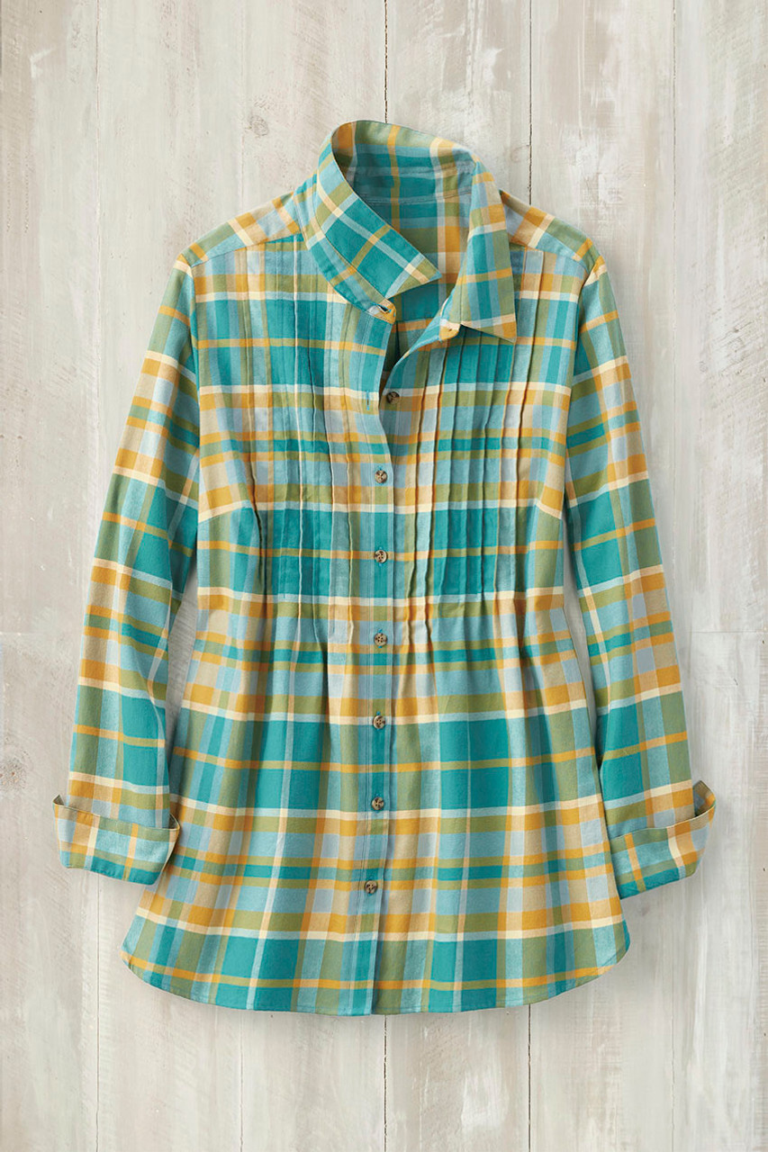 Pintucked NorthCountry Flannel Shirt