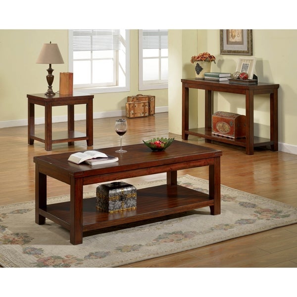 Furniture of America Ambelle 48-in. Cherry Solid Wood Sofa Table