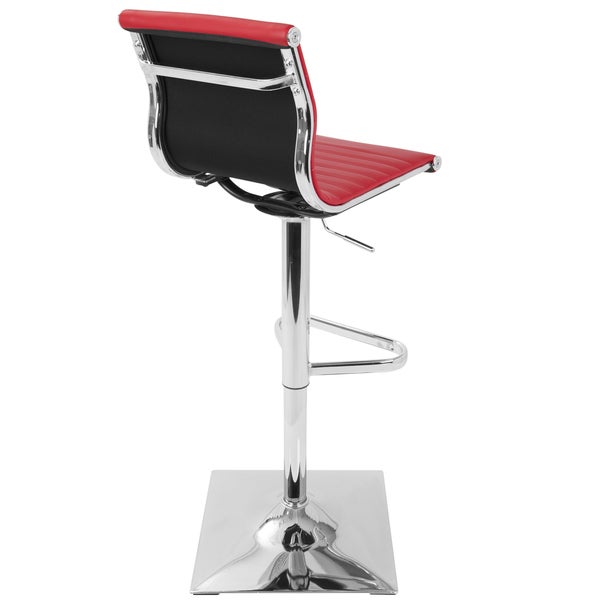 Master Contemporary Adjustable Bar Stool in Red Faux Leather