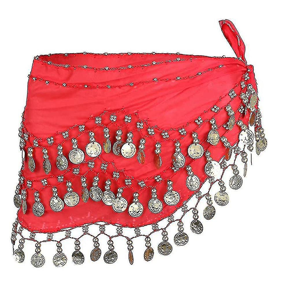 Hip Scarf For Belly Dancing， Women's Belly Dance Scarf With Coin Skirt