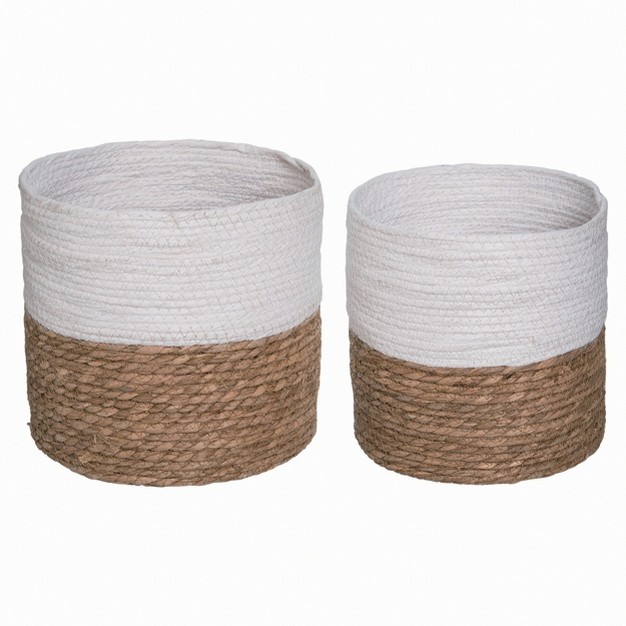 White Spring Color Block Baskets Set Of 2