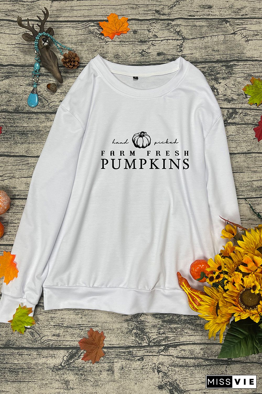 Hand Picked Farm Fresh Pumpkins Burnt Orange Crewneck Sweatshirt Wholesale