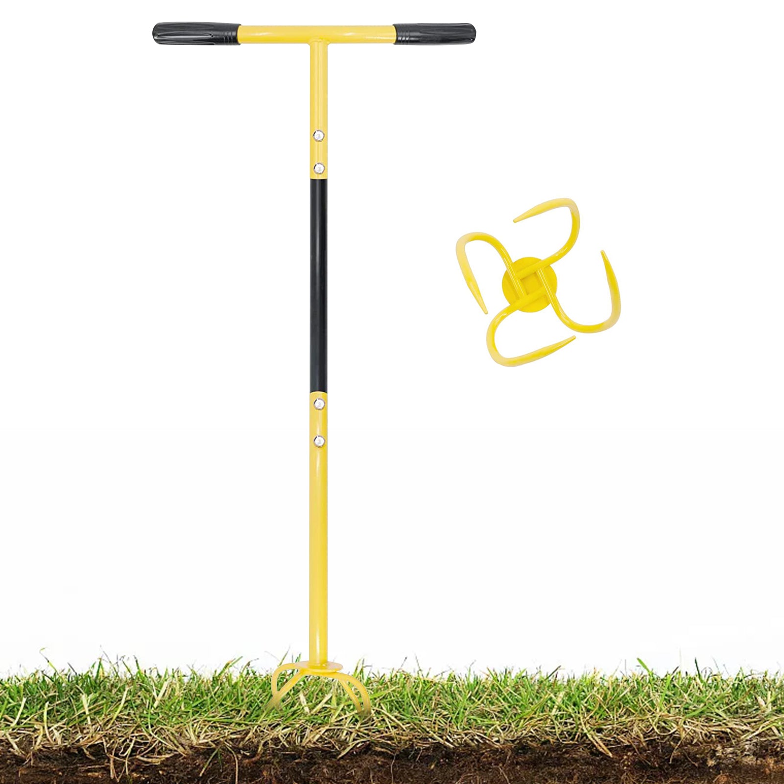 Manual Cultivator - Claw Hand Tiller - Height Adjustable Hand Tiller Lawn Aerator, Garden Long Cultivator / Shovel For Raised Beds, Soil Looseners