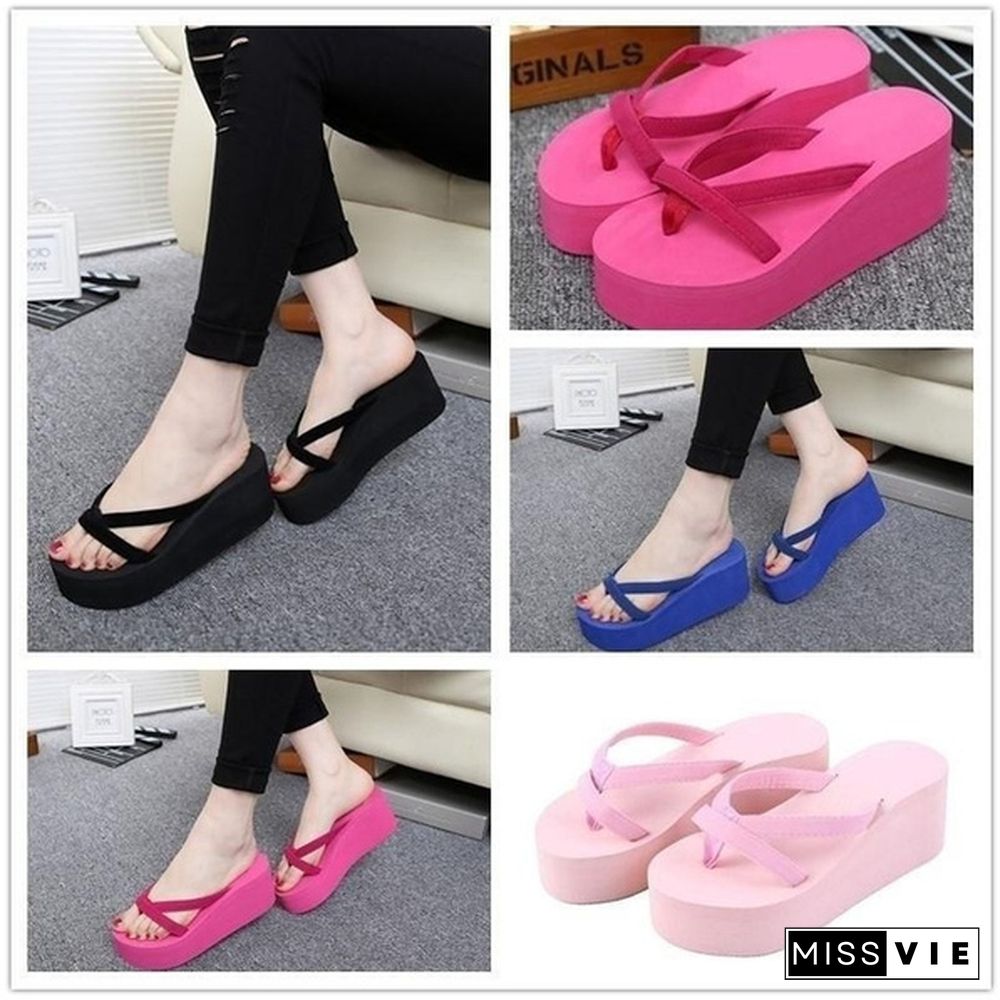 7 Colors Fashion Women Summer Casual Flip Flops Beach Slippers Sandals Summer Wedge Sandals Shoes