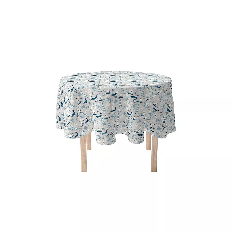 Round Tablecloth， 100% Polyester， 90 Round， Elements of the Sea