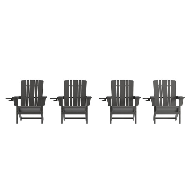 Merrick Lane Adirondack Chair With Cup Holder Weather Resistant Hdpe Adirondack Chair