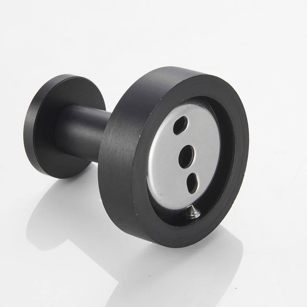 cadeninc Wall-Mounted Round Bathroom Robe Hook and Towel Hook in Black DR-LQYJ-034