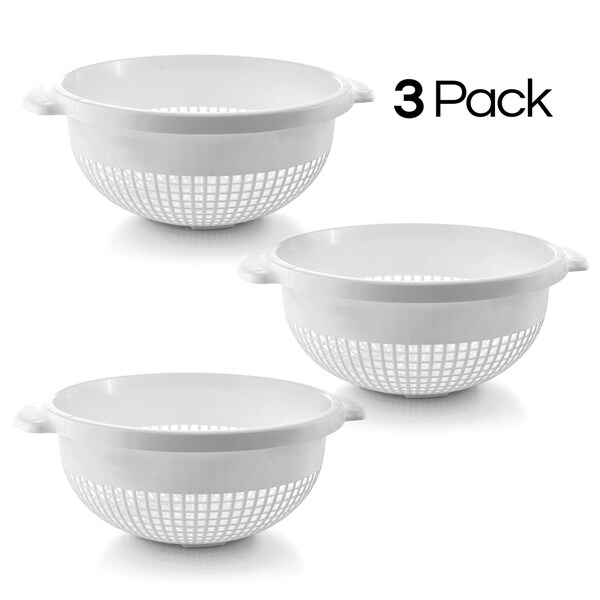 YBM Home 14 In. Round Plastic Colander Use for Pasta 3 Pack