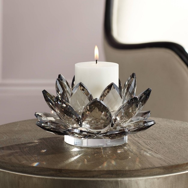 Wide Crystal Lotus Candle Holder