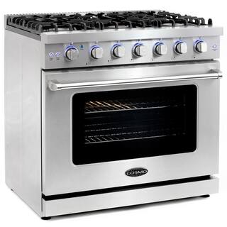 Cosmo 36 in. 6.0 cu. ft. Commercial-Style Gas Range with Convection Oven in Stainless Steel with Storage Drawer COS-EPGR366