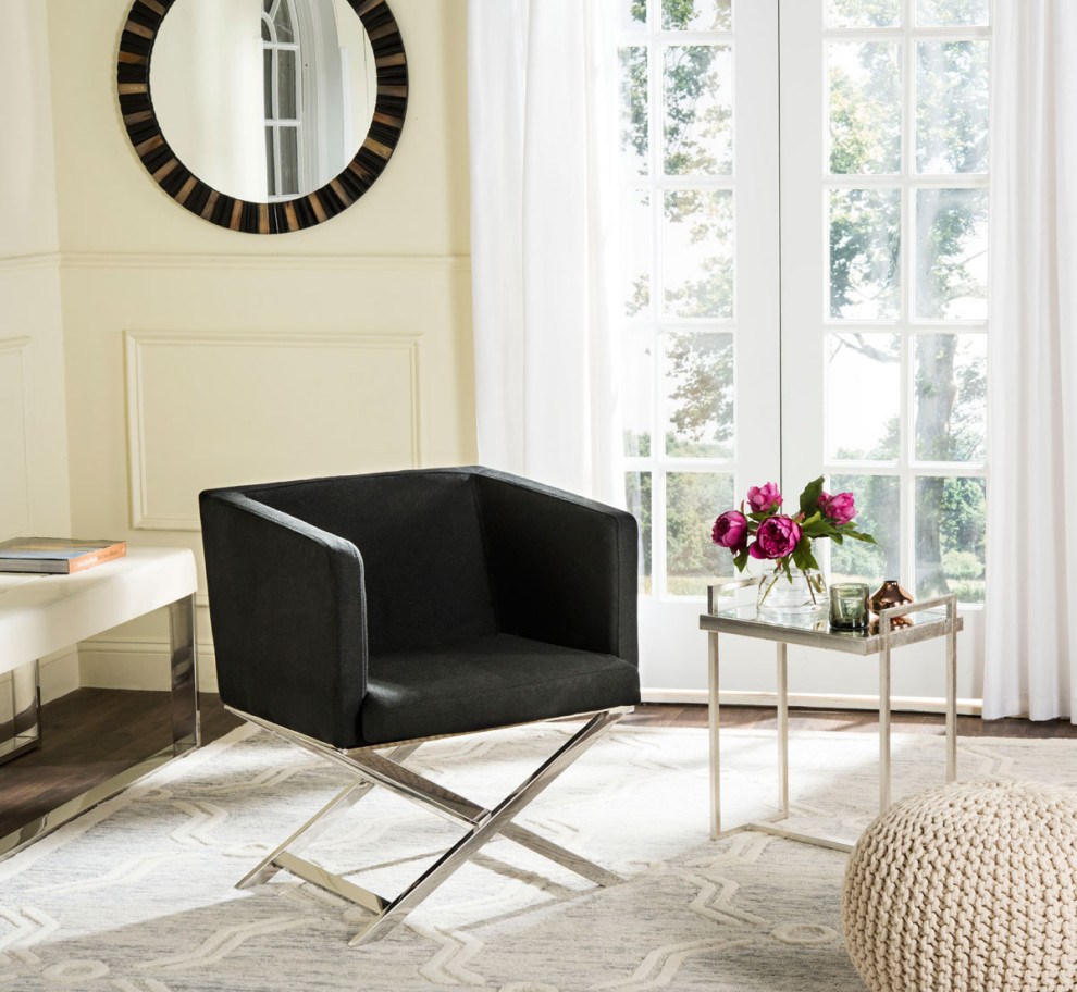 Dionne Chrome Coss Leg Chair Black/Chrome   Contemporary   Armchairs And Accent Chairs   by V.S.D Furniture  Houzz