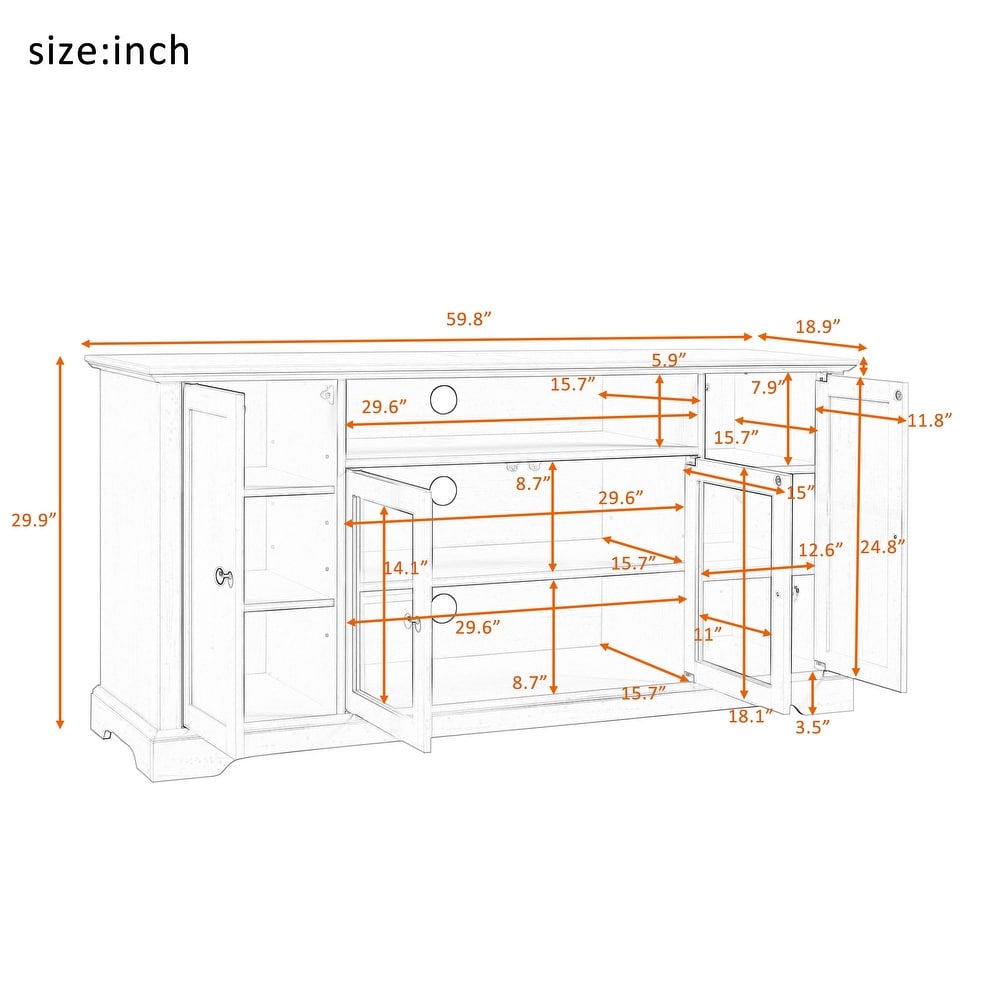 Classic TV Stand with Storage Cabinet for TV up to 65\