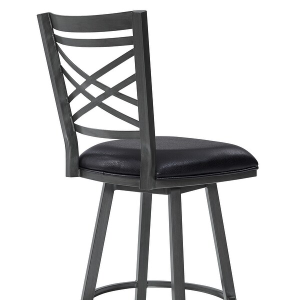 Fargo Modern Swivel Metal and Faux Leather Bar or Counter Stool