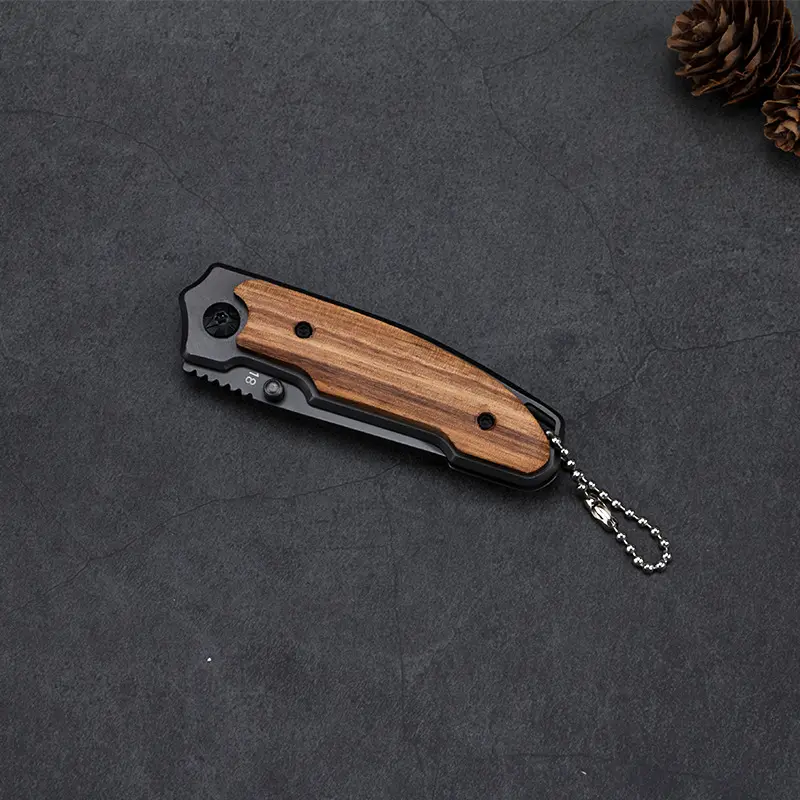 X18 Outdoor Camping mini pocket keychain folding knife 3cr13mov blade wood handle camping hunting outdoor survival EDC tools