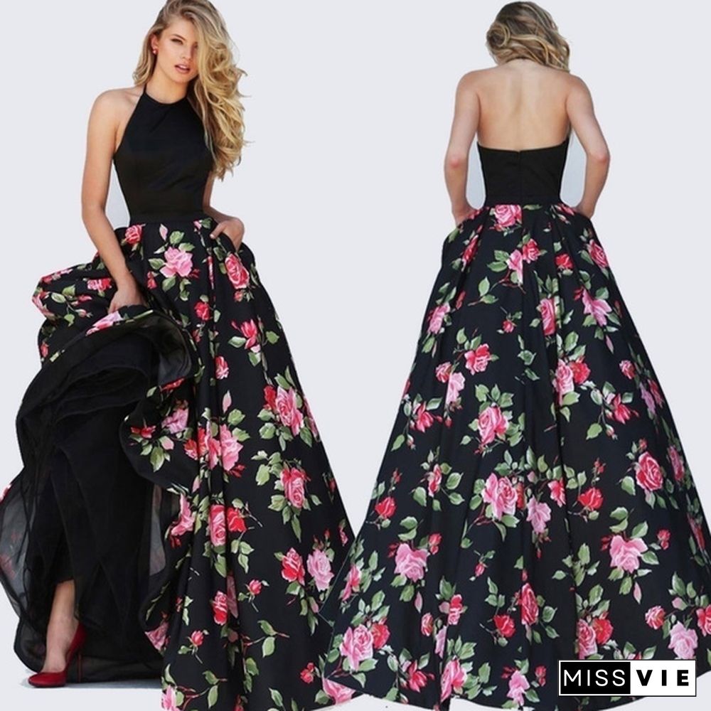 Sexy Women Long Maxi Floral Chiffon Dress Evening Party Formal Prom Gown Dresses Sundress