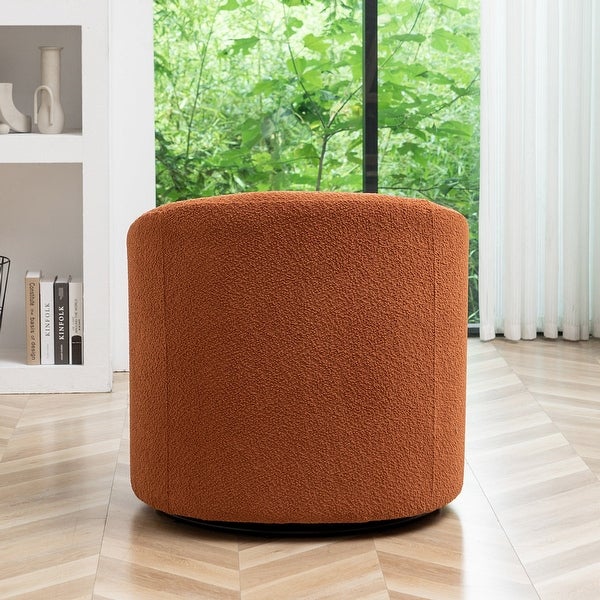 Modern Boucle Upholstered Swivel Barrel Armchair