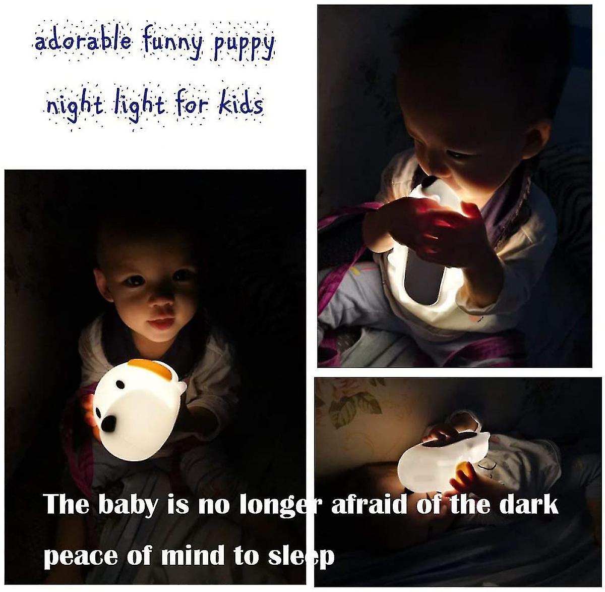 Led Kids Night Light， Cute Puppy/cat/elk Soft Silicone Baby Nursery Lamp-usb Rechargeable， Color Temperature And Brightness Adjustable， White And Warm