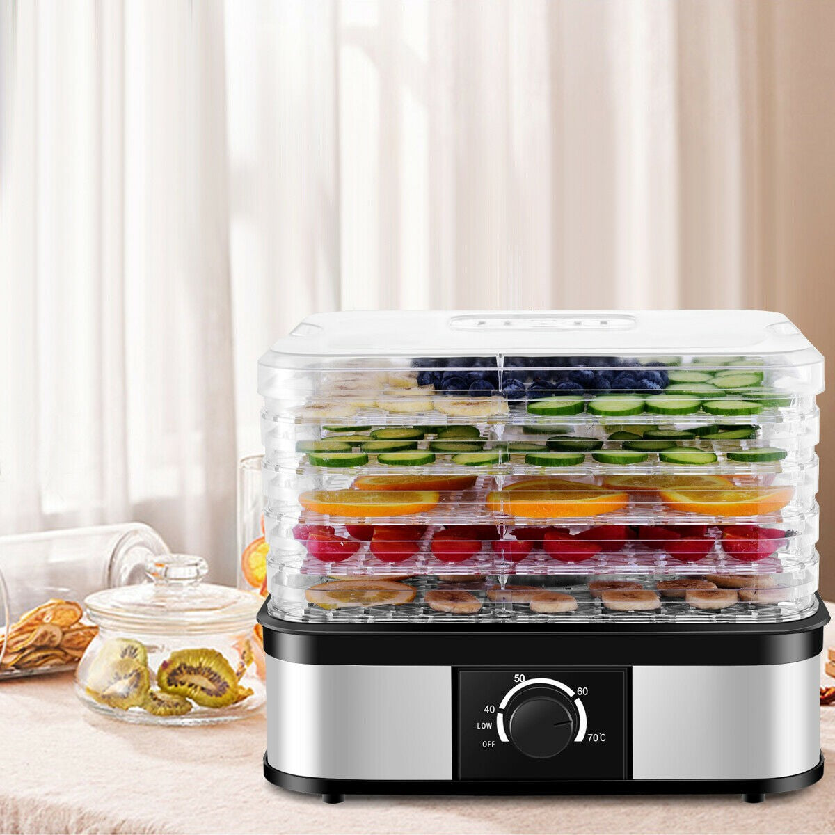 Food Dehydrator, Electric 5-Tire Fruit Vegetable Dryer