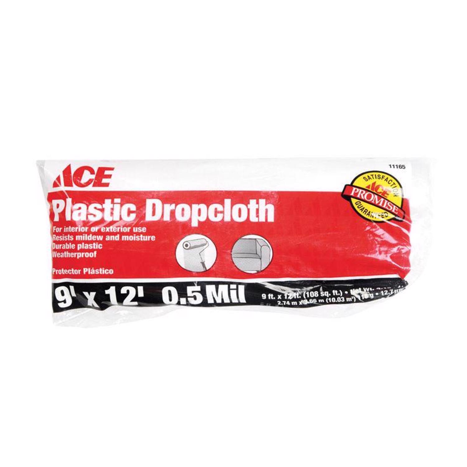 Ace 9 ft. W X 12 ft. L X 0.5 mil 7 lb Plastic Drop Cloth 1 pk