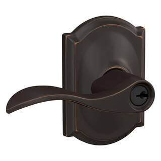 Schlage Accent Aged Bronze Keyed Entry Door Handle with Camelot Trim F51 V ACC 716 CAM